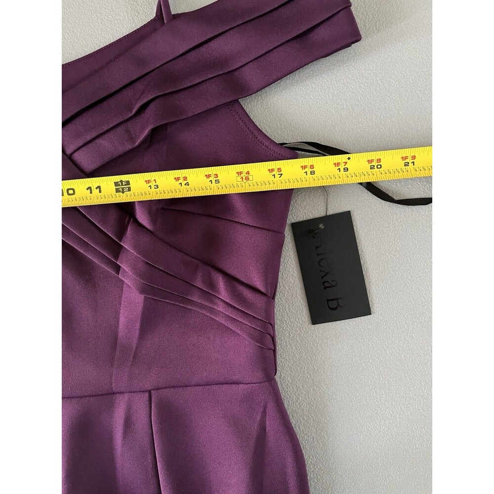 Alexa B Evening Gown Womens Size 12 Purple Off Shoulder Pleats Slit Maxi Party - Picture 6 of 12